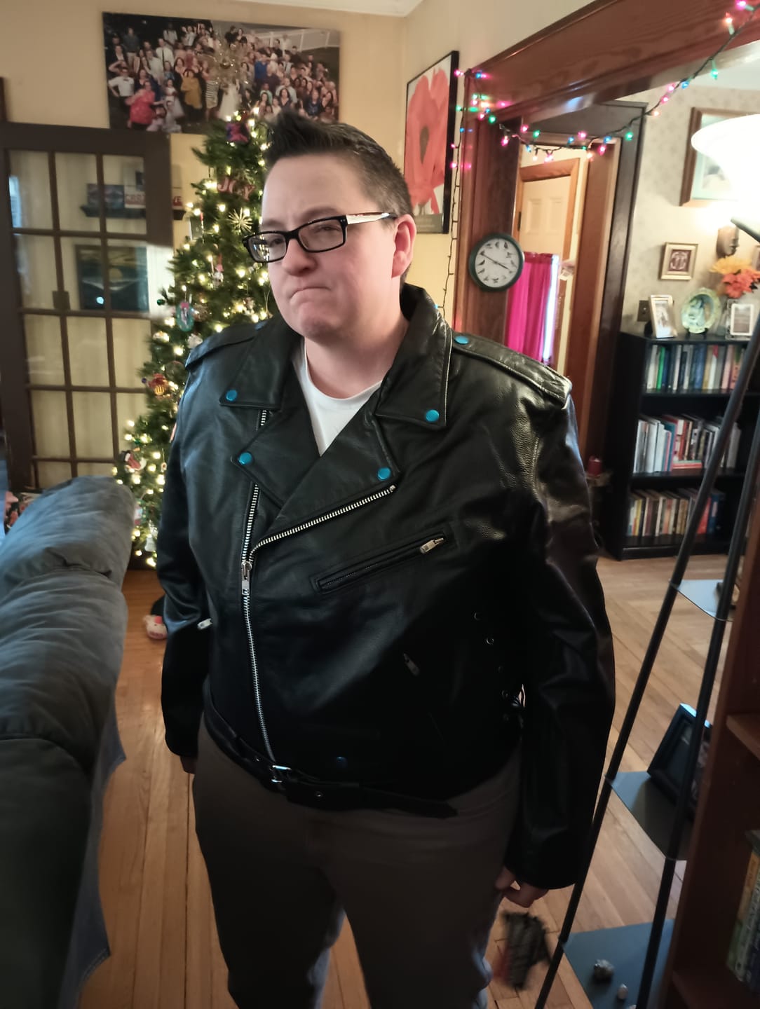 Customer photo review of Road Rebel Leather Motorcycle Jacket