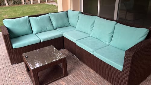 Customer photo review of طقم راتان خارجي كنبة و كرسيين وترابيزة -SAT140