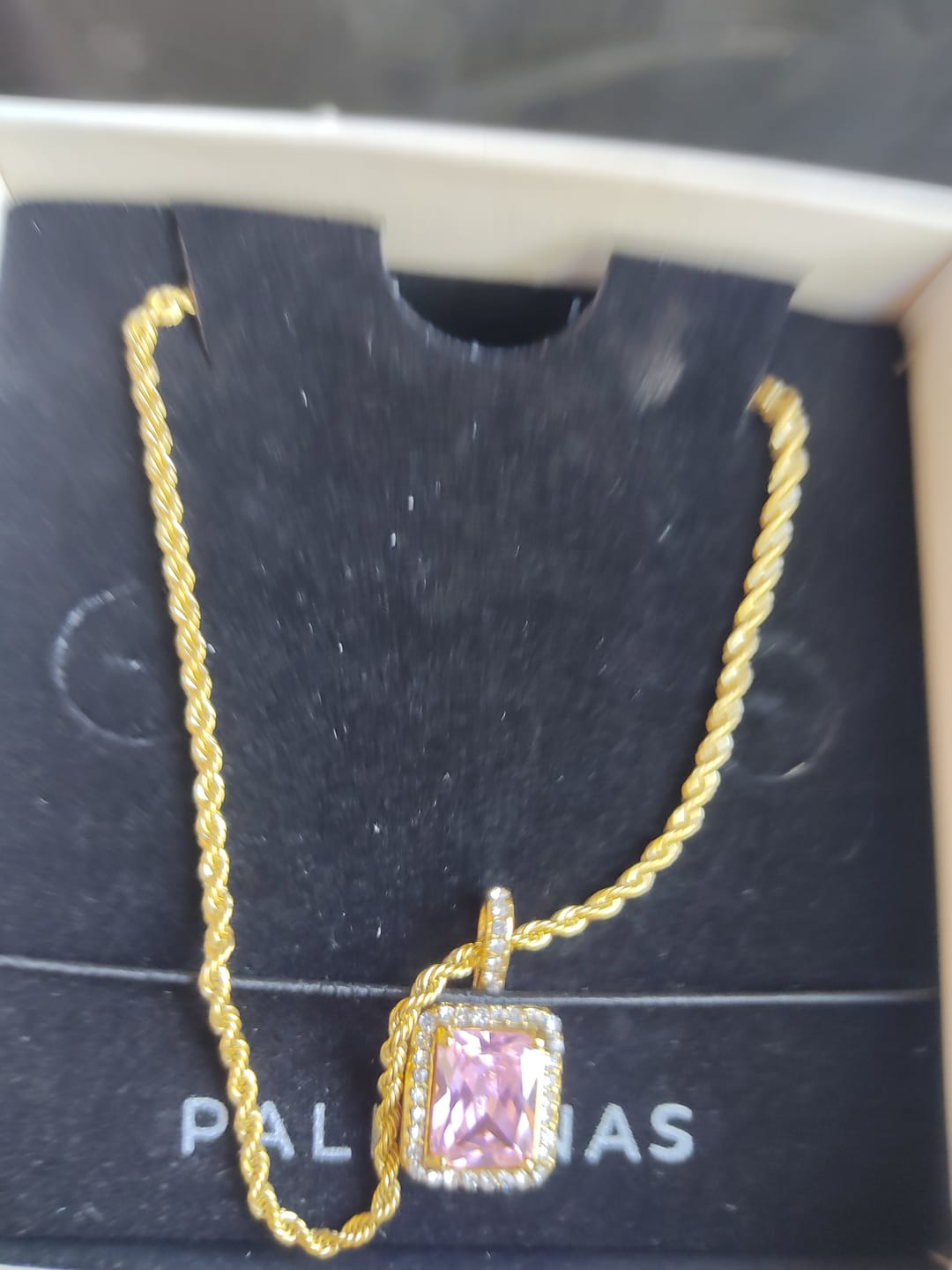 Customer photo review of Pink Emerald Geometric Pendant