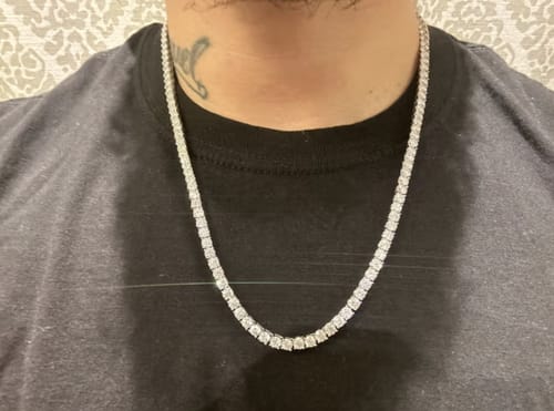 Customer photo review of S925 Moissanite Diamond Tennis Chain Necklace in White Gold - 4mm
