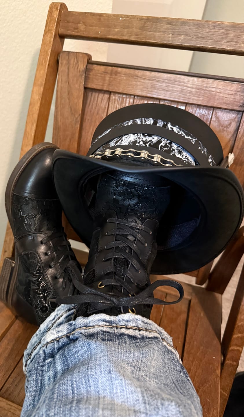 Customer photo review of Timeless Grace Floral Lace-Up Flat Ankle Boots