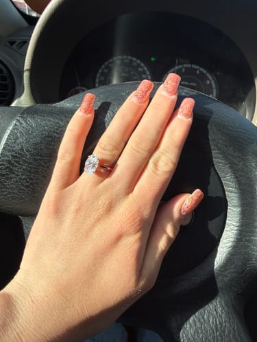 Customer photo review of Louily Yellow Gold 3.5 Carat Oval Cut Solitaire Engagement Ring In Sterling Silver