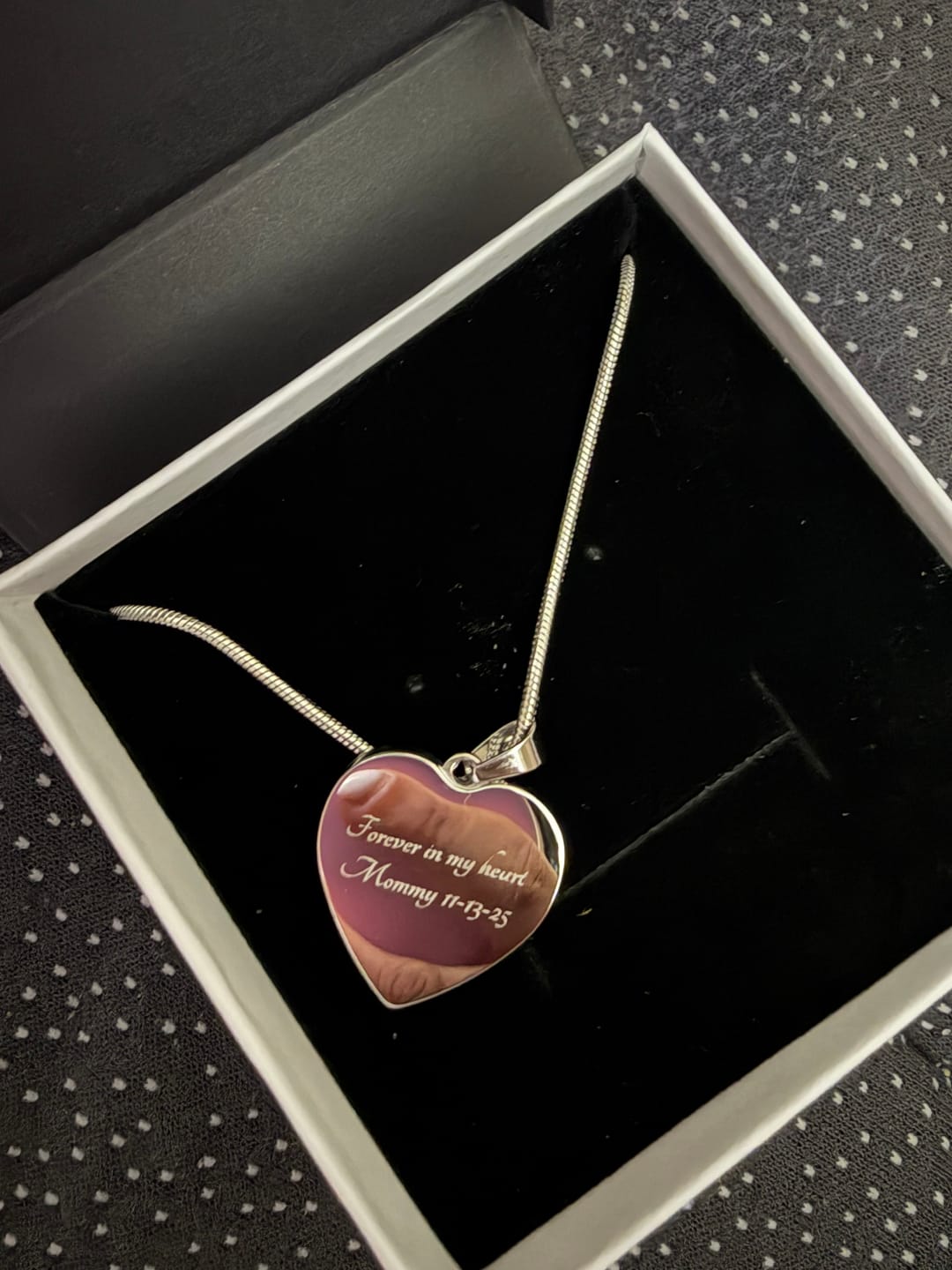 Customer photo review of Photo Engraved Necklace Memorial Gift (Manual Upload)