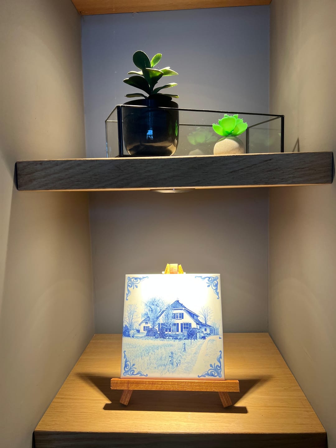 Customer photo review of Delfts Blauw tegeltje bedrukken met eigen huis