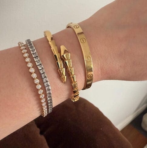 Customer photo review of 3MM Moissanite Round Bezel Tennis Chain Bracelet