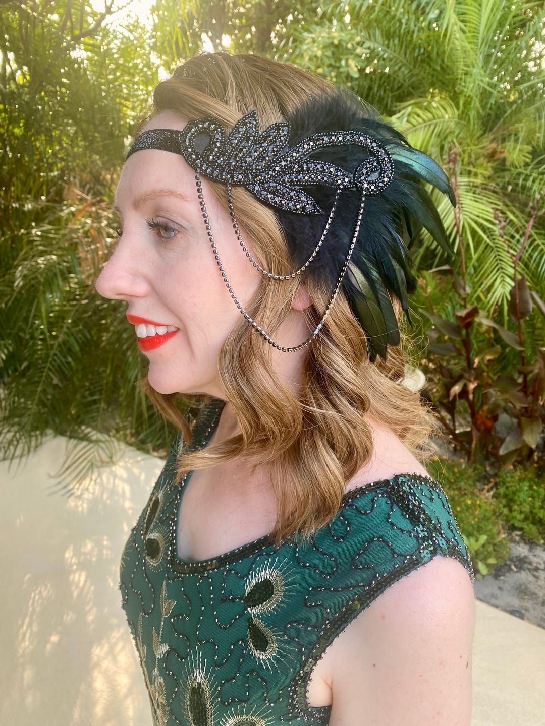 Customer photo review of 1920s Black Swirl Flapper Headpiece