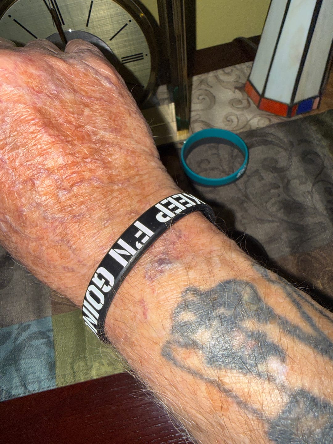 Customer photo review of Keep F'N Going - Silicone Bracelet