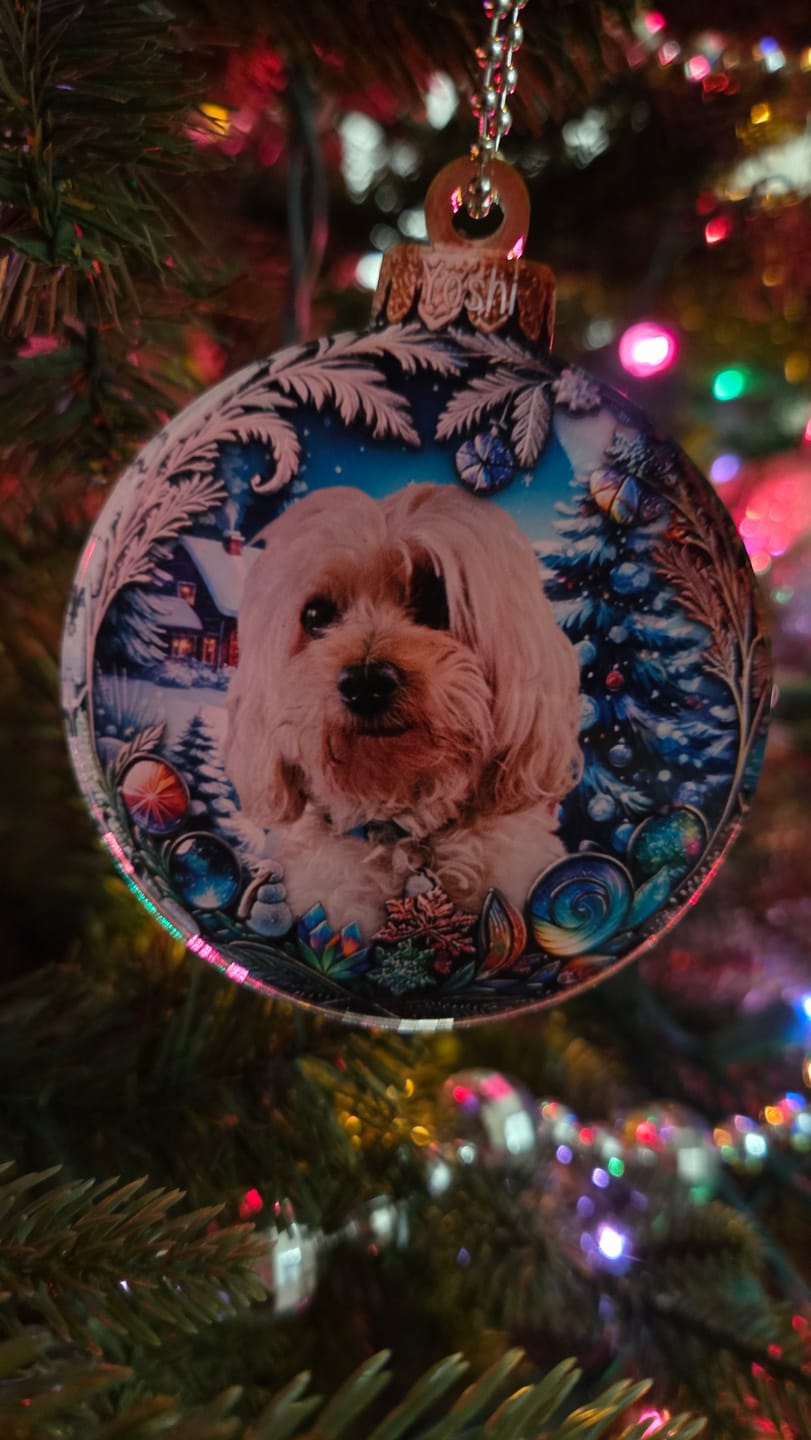 Customer photo review of Custom Photo Pets Make Our Lives Whole - Dog & Cat Personalized Ornament