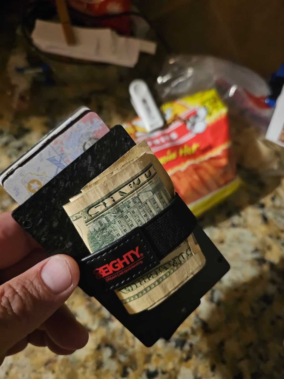 Customer photo review of 80Eighty® Minimalist Forged Carbon Wallet