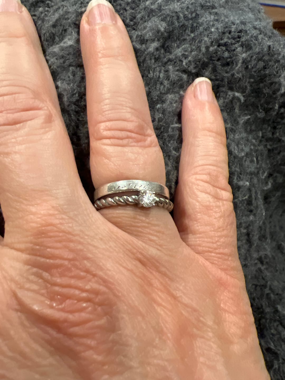 Customer photo review of Milan Twisted Silver Crystal Ring