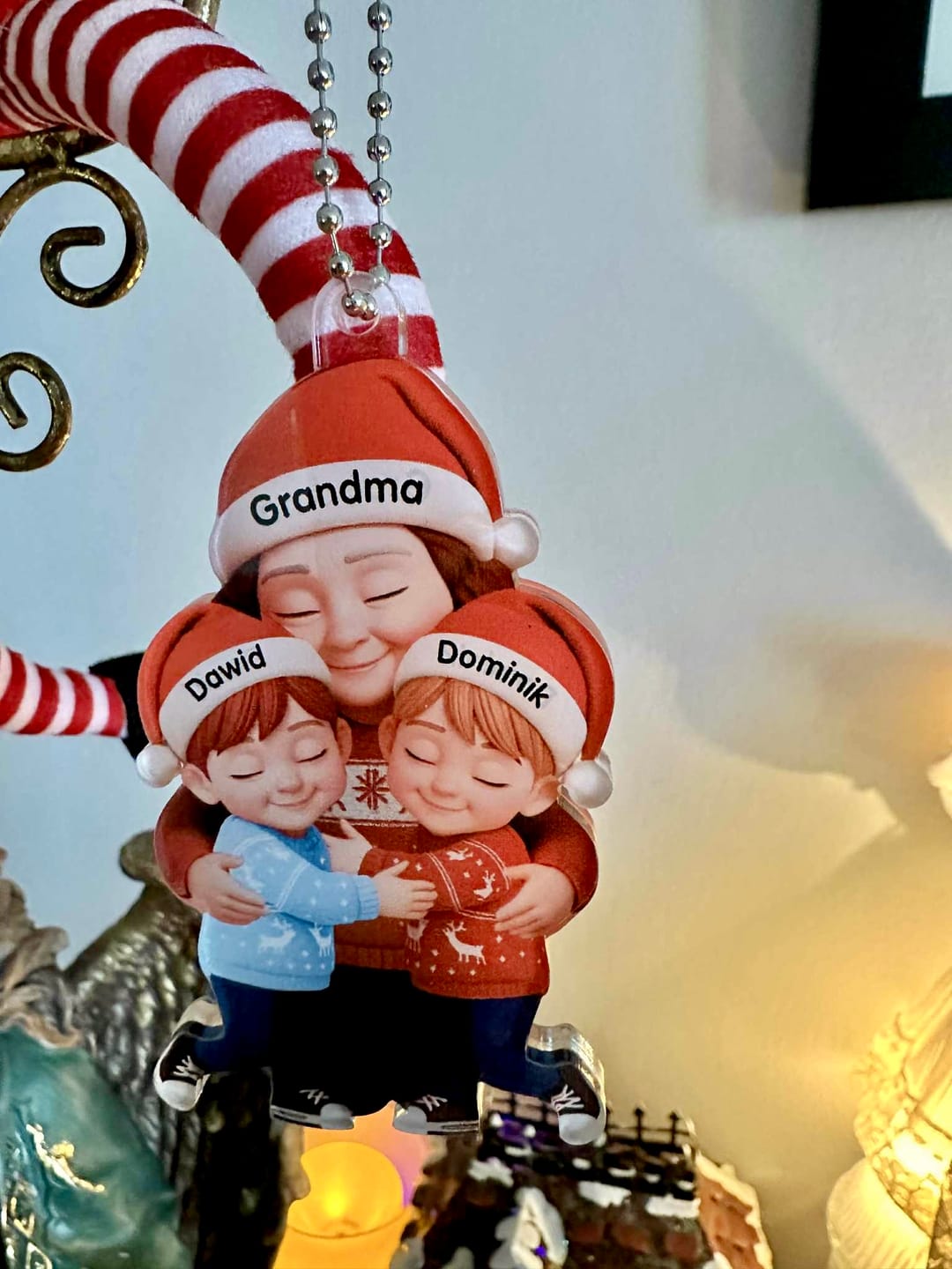 Customer photo review of Grandma Hugging Grandkids - Personalized Acrylic Ornament - Heartwarming Christmas Gift for Grandma, Grandkids
