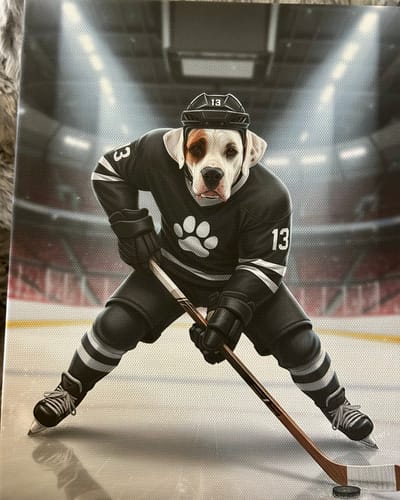 Customer photo review of Artzuzu Custom Portrait For Pets - The Ice Hockey Player