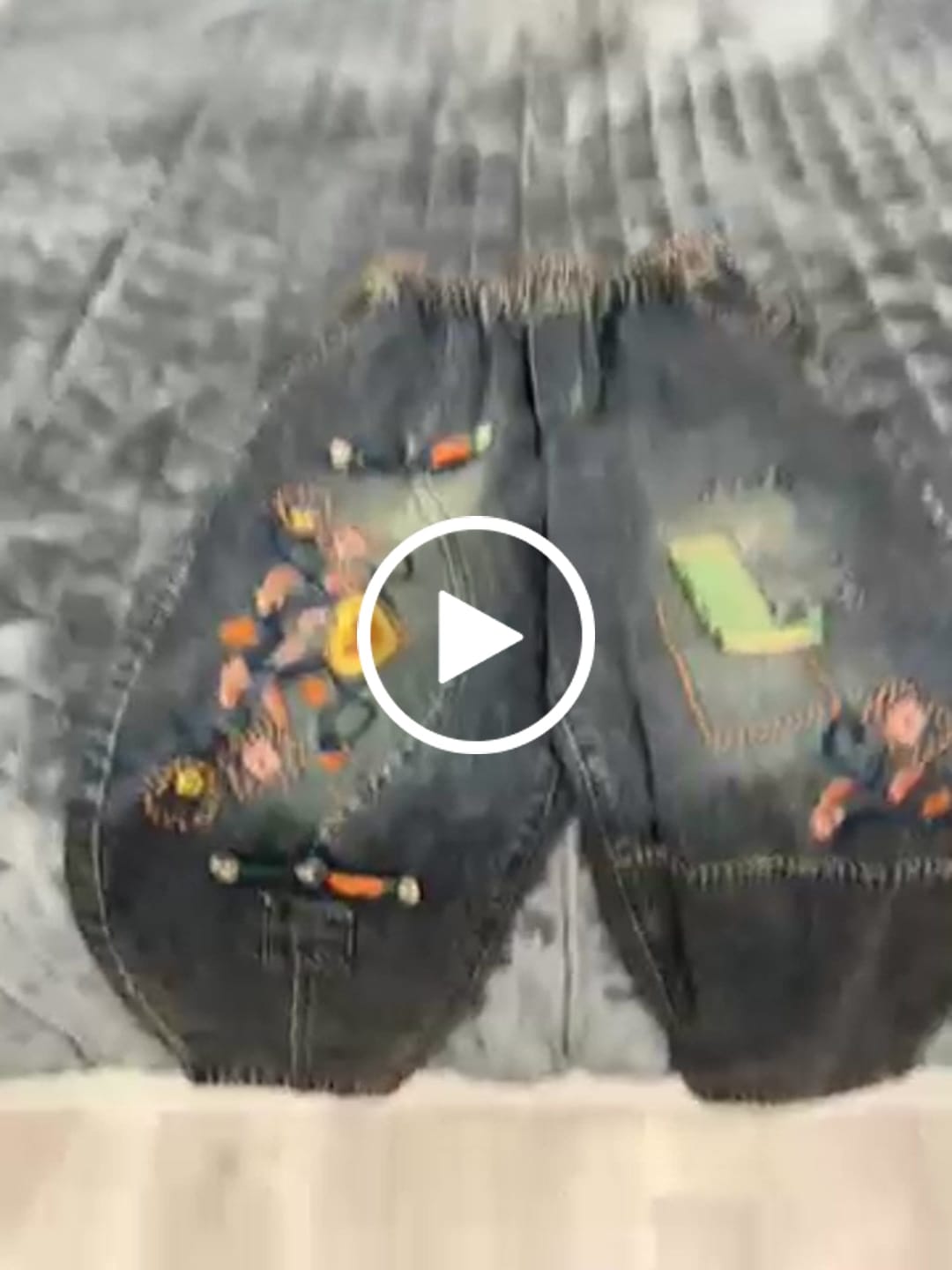 Customer video review of Women Ethnic Flower Embroidery Denim Harem Pants