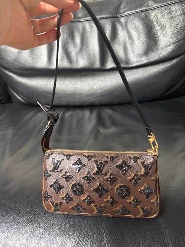Customer photo review of LV Pochette Accessoires Bag Black Brown Canvas With Sequin Embellishments
