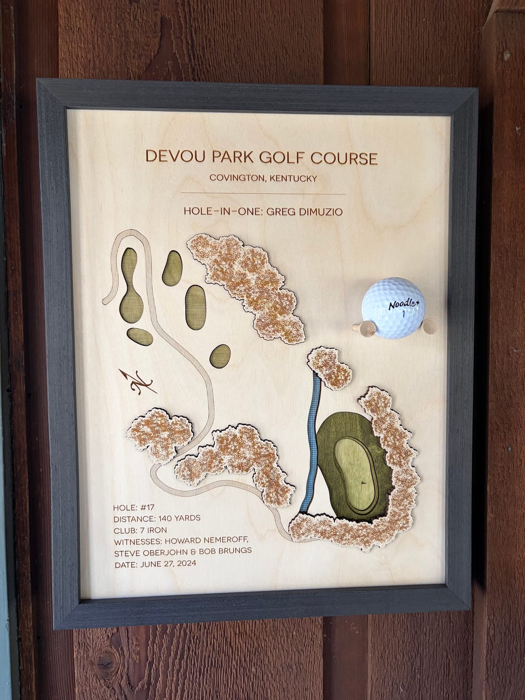 Customer photo review of Personalized Hole-in-One | Single Hole Golf Art