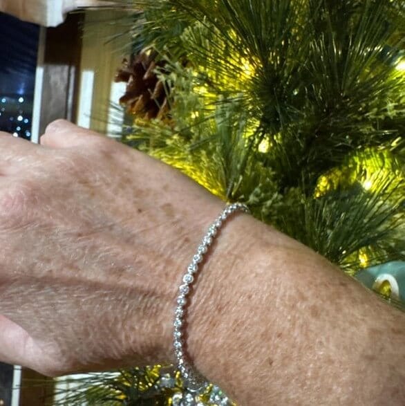 Customer photo review of 3MM Moissanite Round Bezel Tennis Chain Bracelet