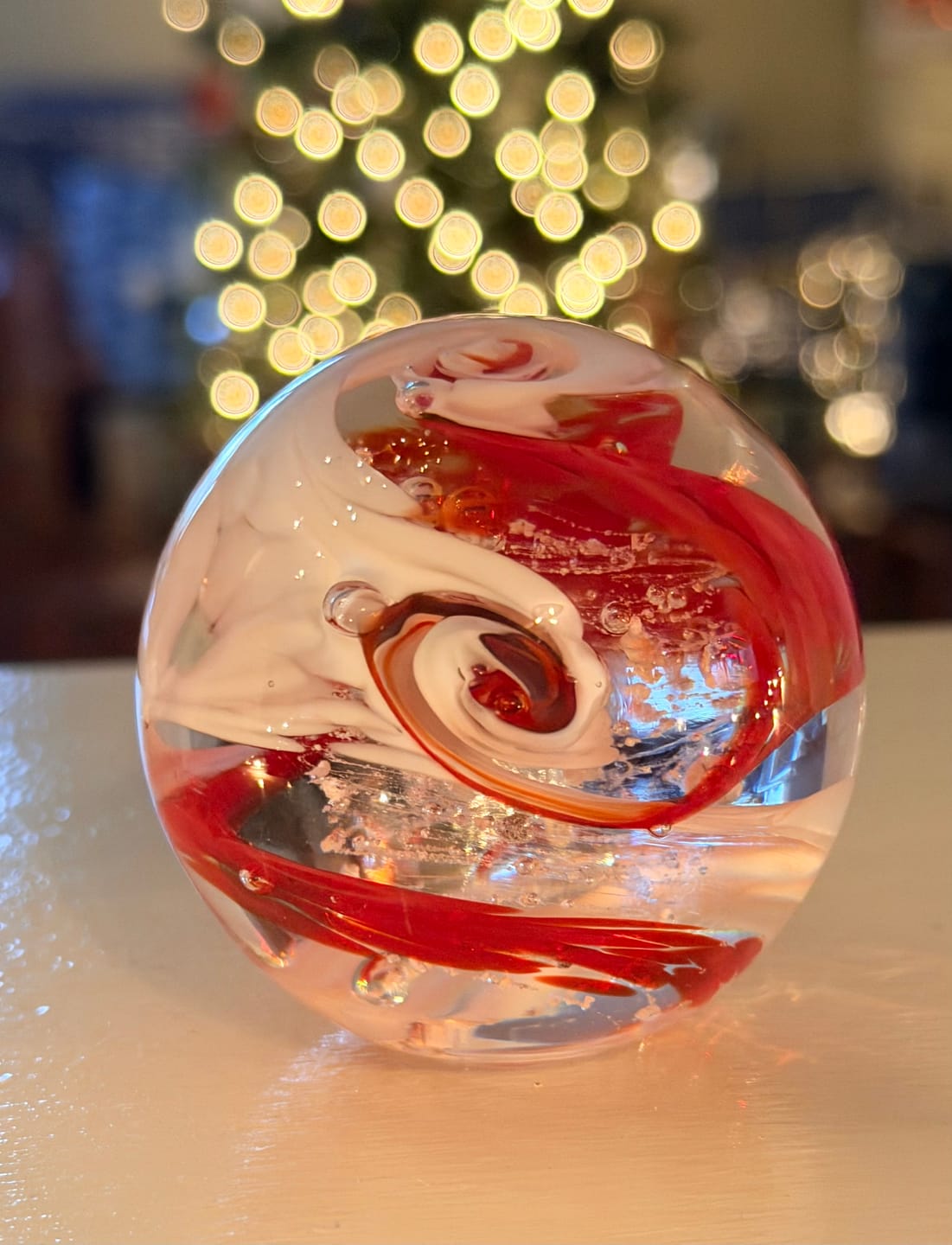 Customer photo review of Glimmer Orb with Cremation Ashes