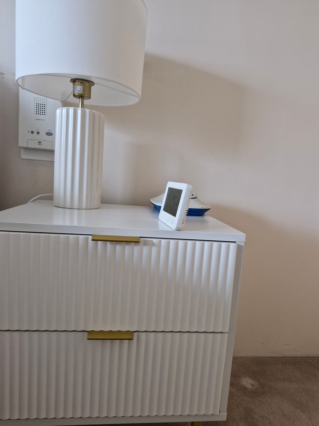 Customer photo review of Modern 2-Drawer Bedside Table with Gold Legs