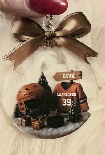 Customer photo review of Hockey Season Is Coming - Personalized Christmas Acrylic Ornament