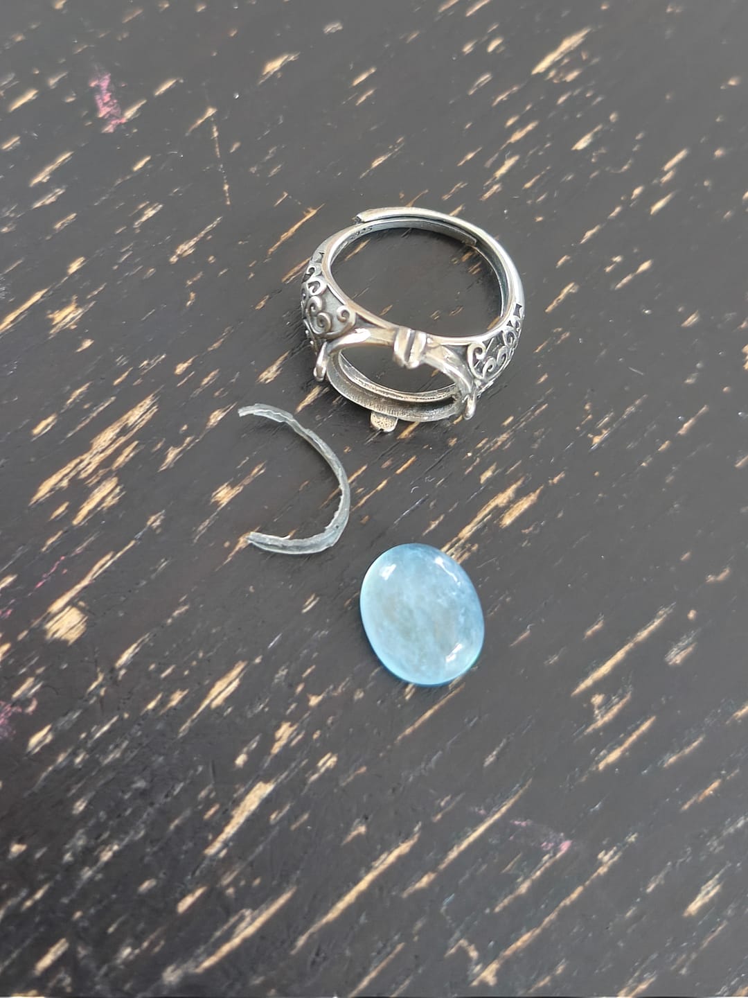 Customer photo review of Bague Ajustable "Voix de l’Âme" en Aigue-Marine