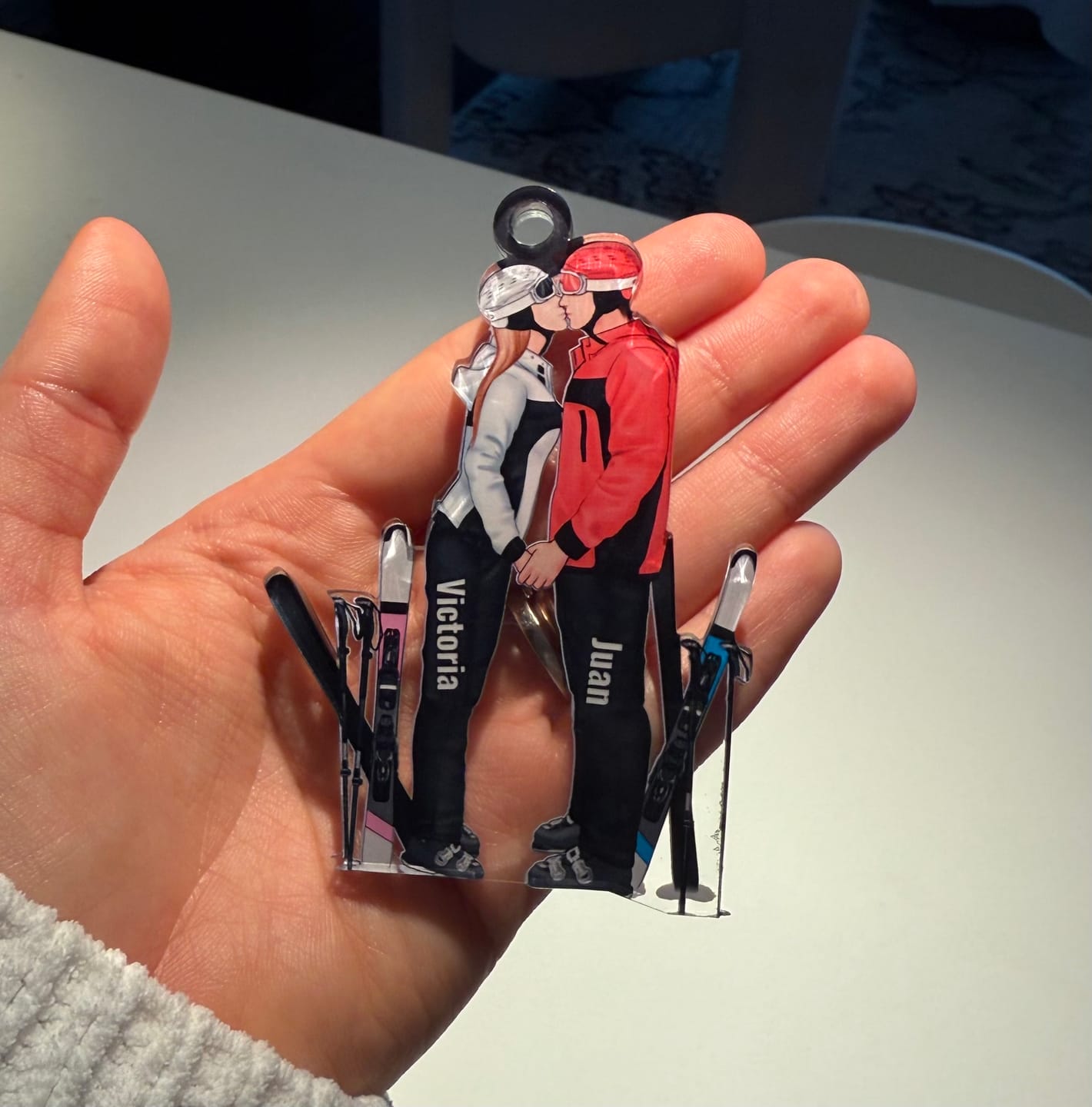Customer photo review of Skiing Partners For Life - Personalized Gifts Skiing Ornament For Couples, Skiing Loves