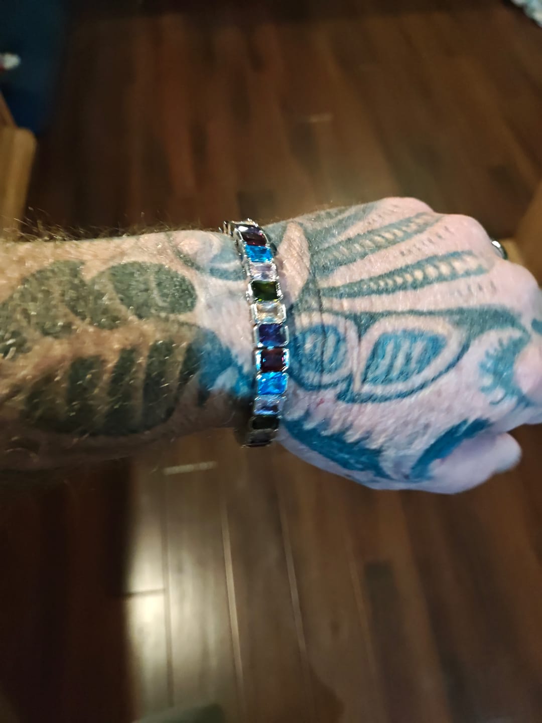 Customer photo review of Colored Cut Tennis Bracelet- White Gold