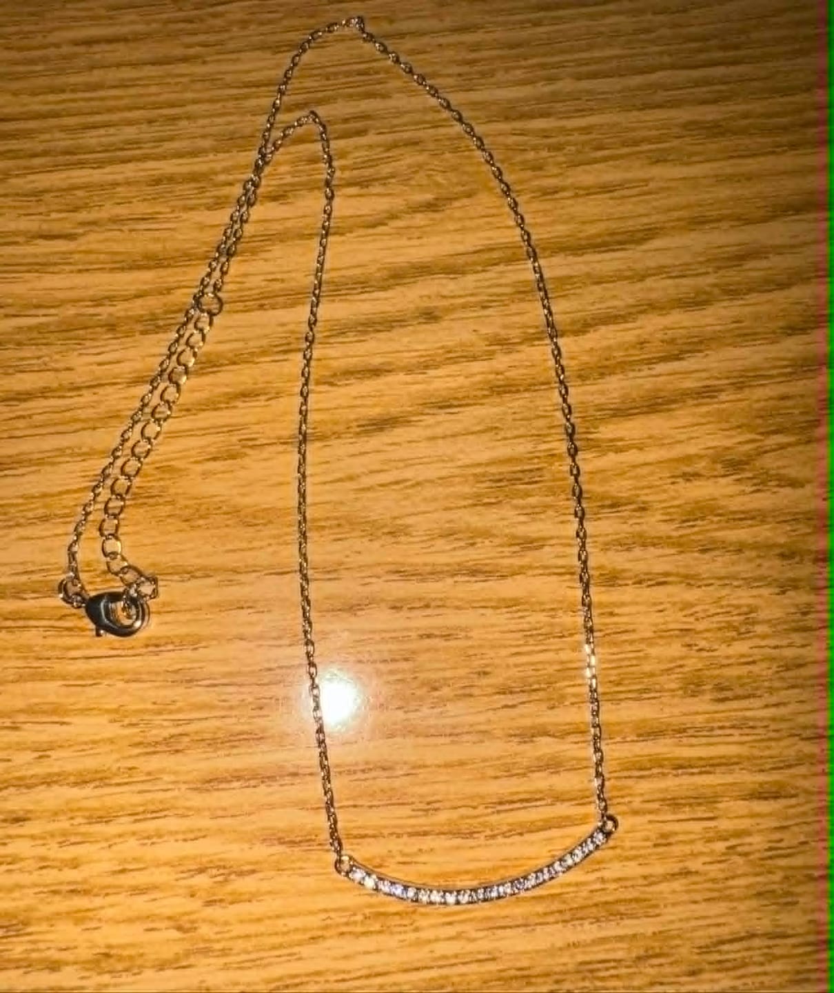 Customer photo review of Tiana 18k White Gold Plated Linear Pendant Necklace with Swarovski Crystals