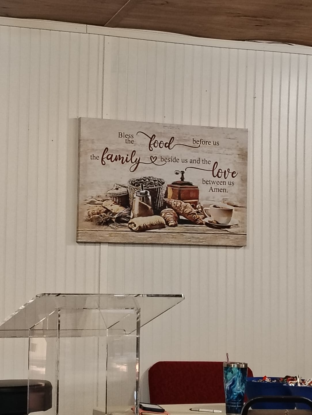 Customer photo review of Bless The Food Before Us The Family Beside Us Wall Art Canvas Print