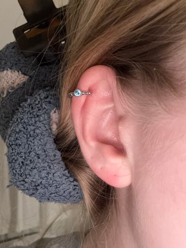 Customer photo review of Nadine Silver Turqouise Huggie Earrings