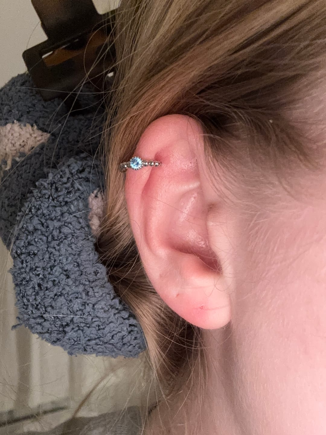 Customer photo review of Nadine Silver Turqouise Huggie Earrings