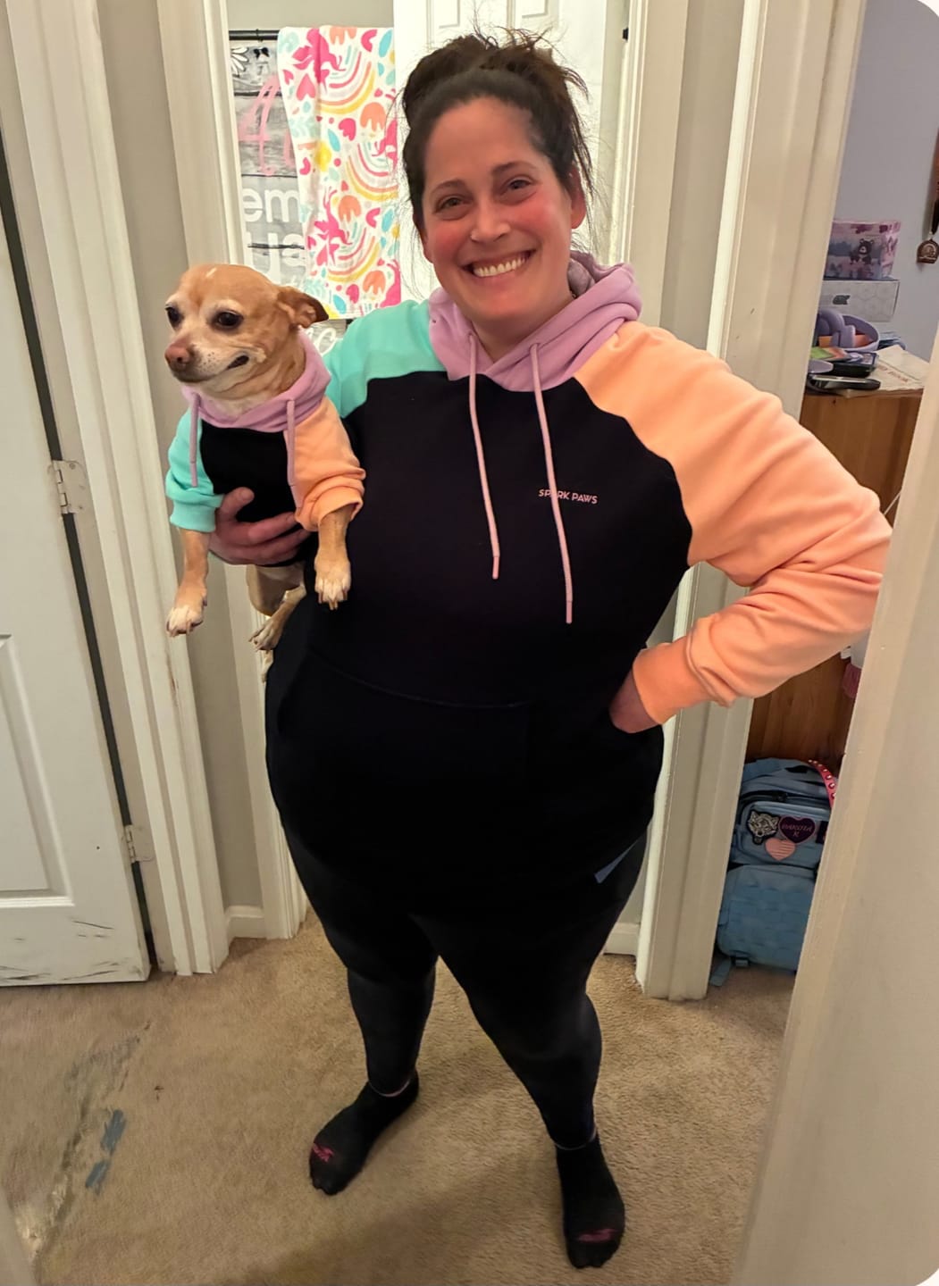 Customer photo review of Color Block Human Hoodies