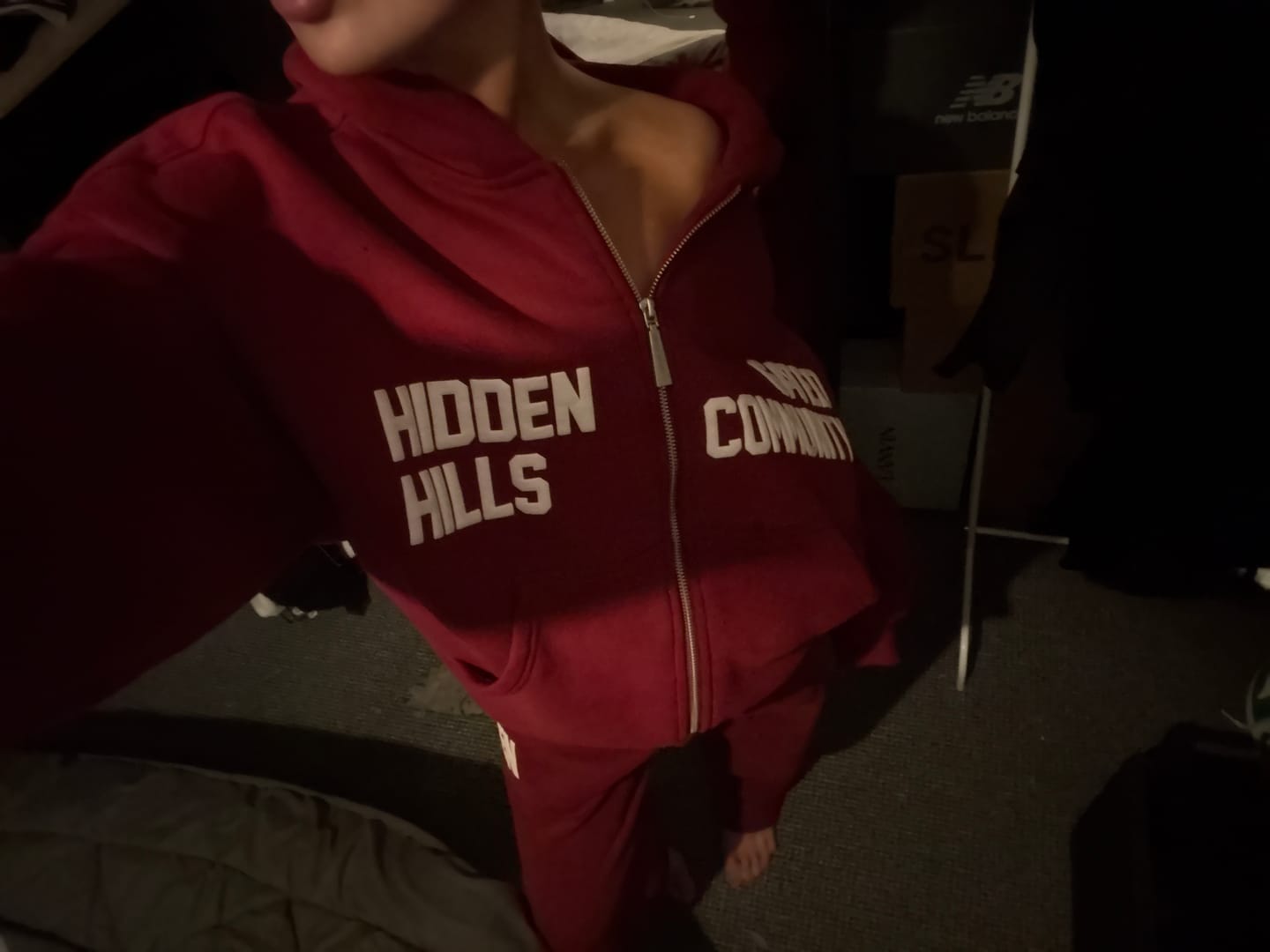 Customer photo review of GATED COMMUNITY ZIP HOODIE BURGUNDY