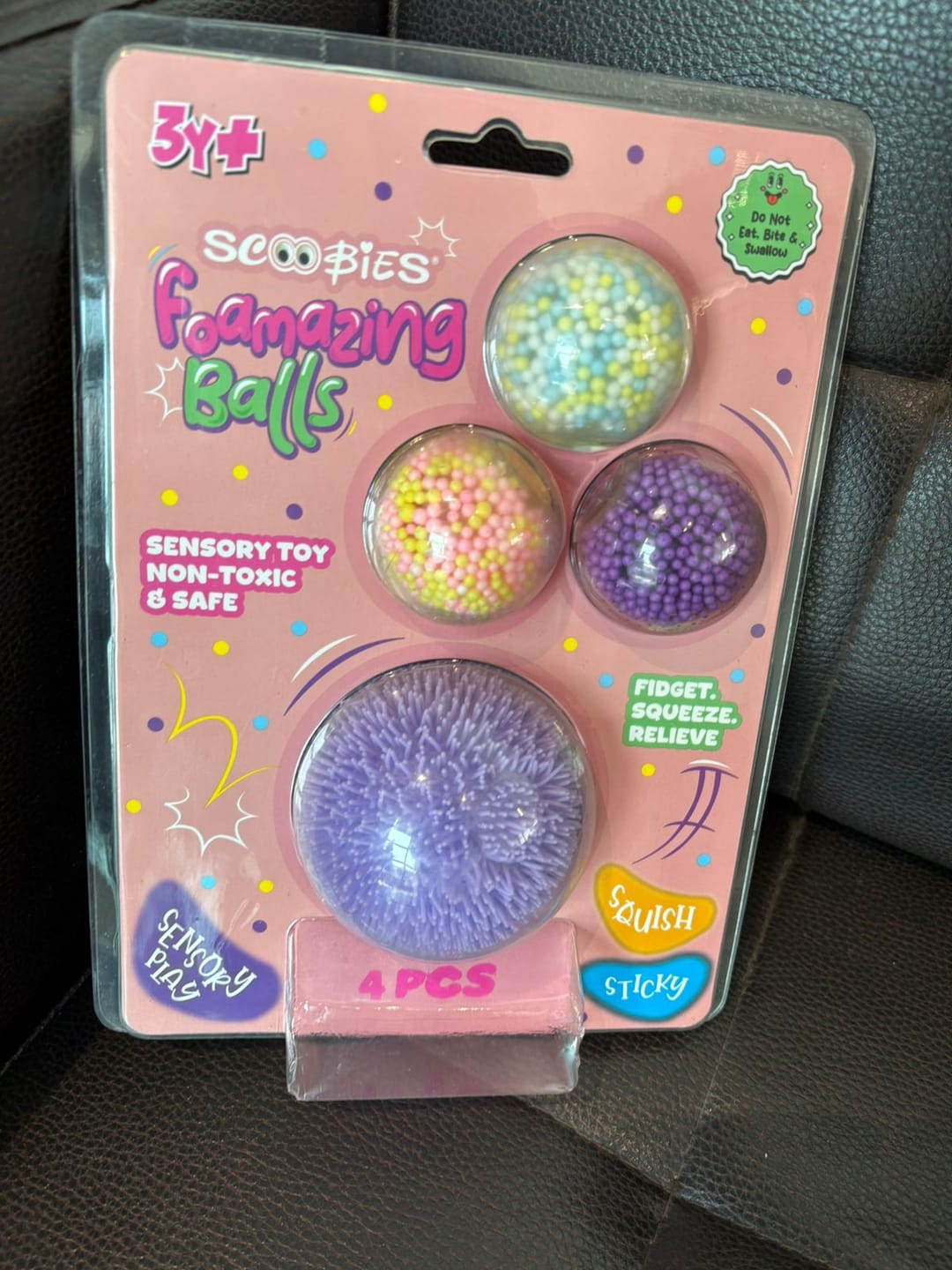 Customer photo review of Scoobies Foamazing Balls – 3 Squishy + 1 Fuzzy Spiky Sensory Ball (Set of 4) | Soft, Squishy, Non-Toxic Fidget & Stress Relief Toy for Kids 3+