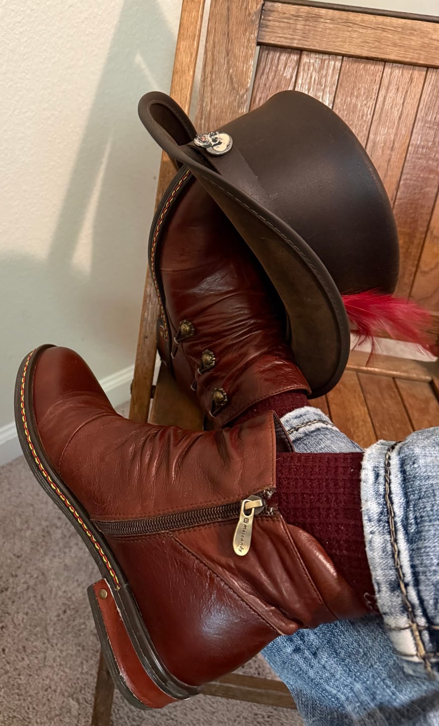 Customer photo review of Retro Charm Leather Flat Ankle Boots
