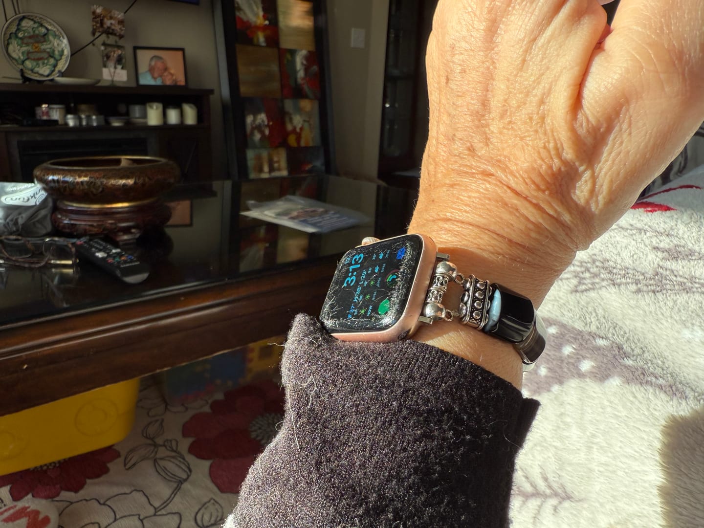 Customer photo review of Bohemian Noir Stretch Apple Watch Strap
