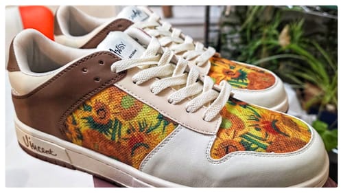 Customer photo review of Van Gogh Sunflowers inspired sneakers