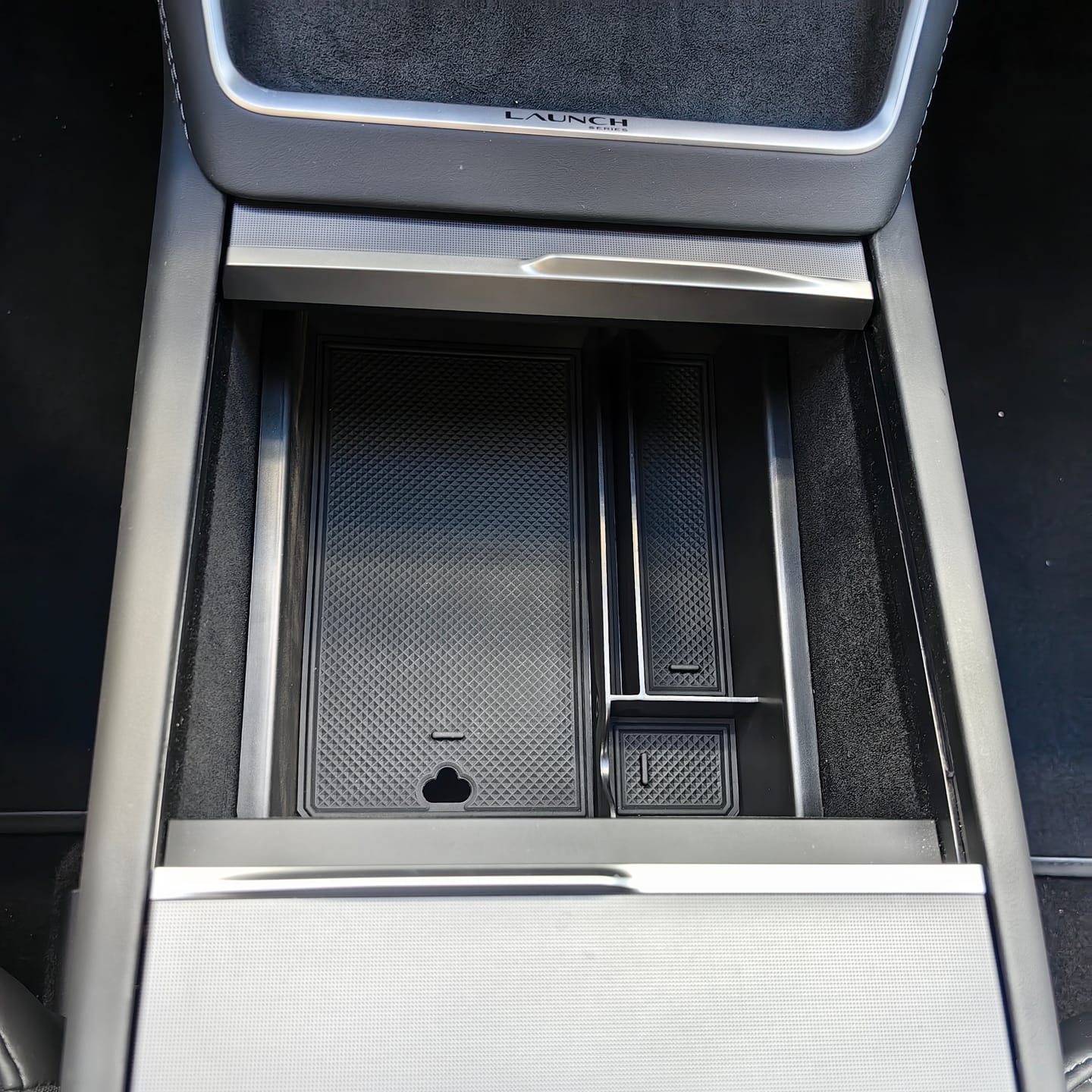 Customer photo review of 2024 Model 3 Highland Center Console Organizer and Armrest Box for Tesla