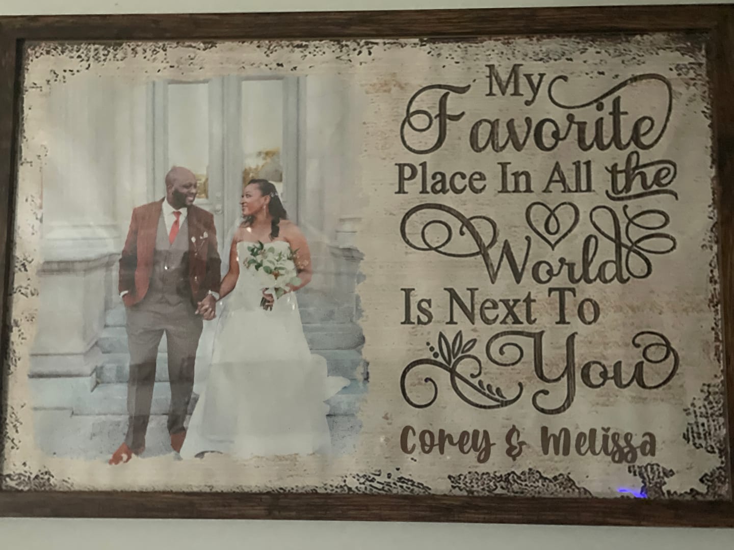 Customer photo review of Next To You Is One Of My Favorite Places To Be - Upload Image - Personalized Horizontal Poster