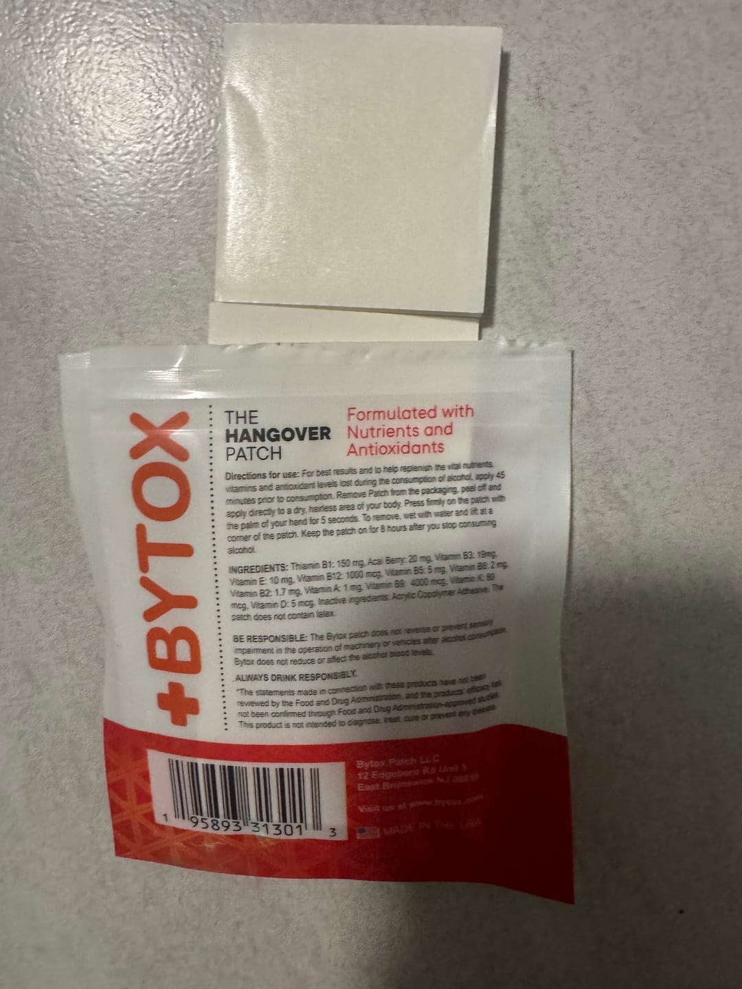 Customer photo review of BYTOX Hangover Patch
