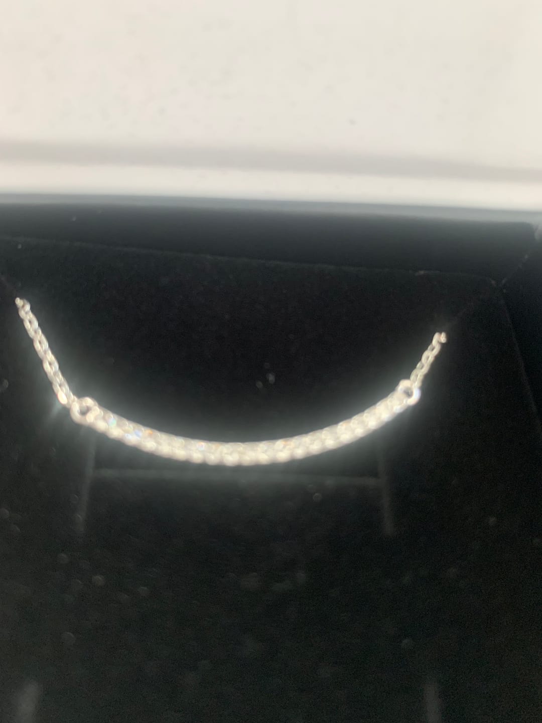 Customer photo review of Tiana 18k White Gold Plated Linear Pendant Necklace with Swarovski Crystals