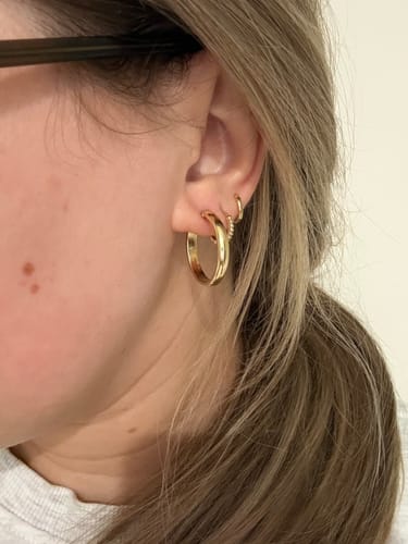 Customer photo review of 14k Mini Everyday Hoops