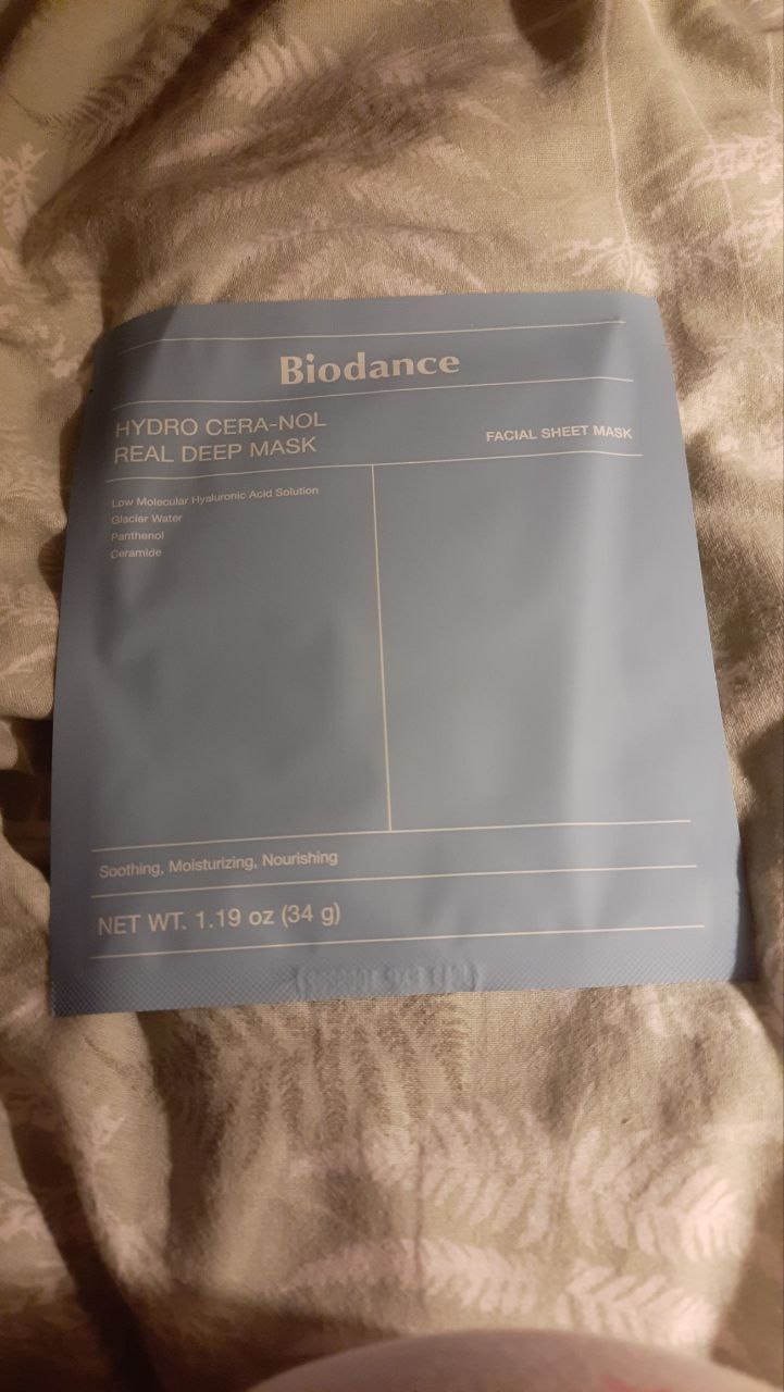 Customer photo review of Nakts hidrogela maska ar keramīdiem Biodance Hydro Cera-Nol Real Deep Mask