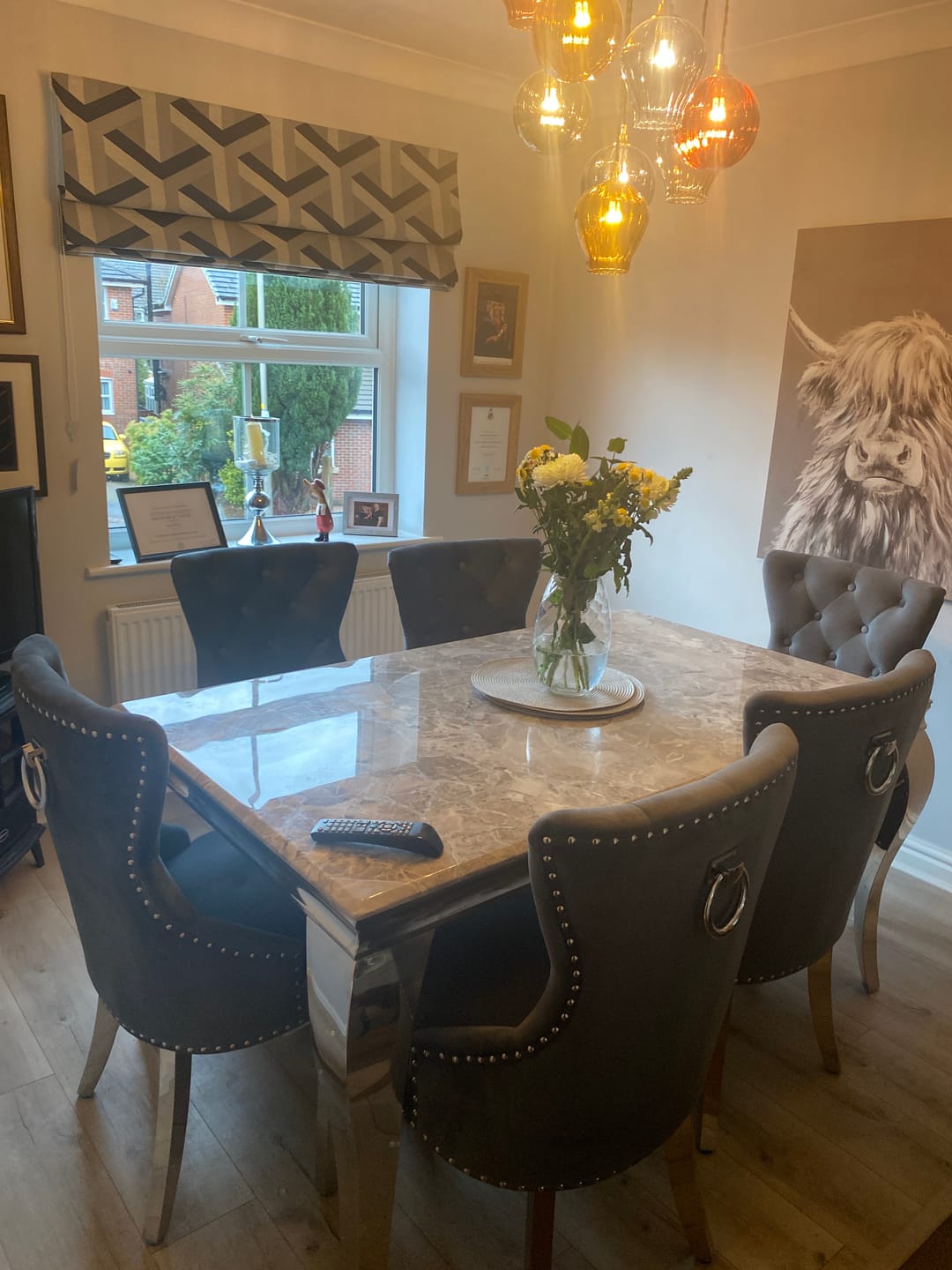 Customer photo review of Vienna Marble Dining Table With Chelsea Ring Knocker Chairs