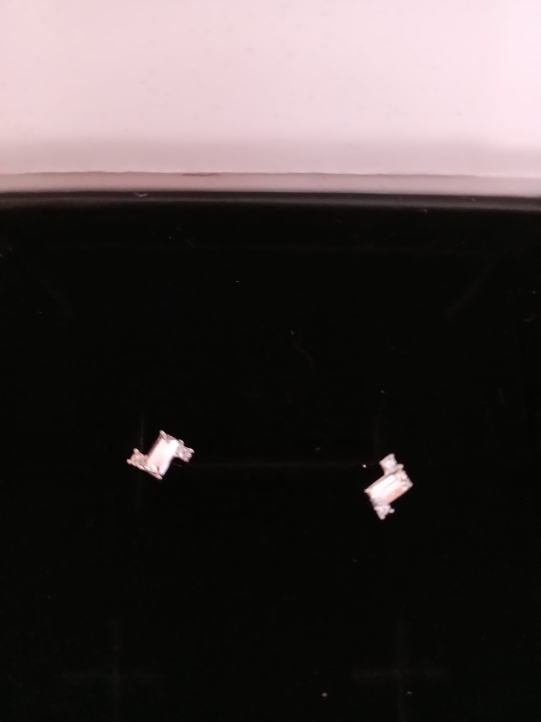 Customer photo review of Kimberly 18k White Gold Plated Solitaire Stud Earrings with Swarovski Crystals