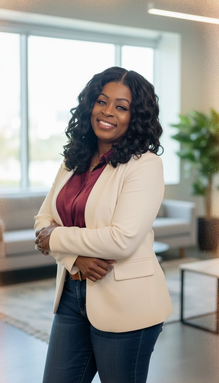 Customer photo review of Sensationnel Curls Kinks & Co Glueless Textured HD Lace Front Wig - Y-PART KINKY WAND CURL 20" - Kinky Edges