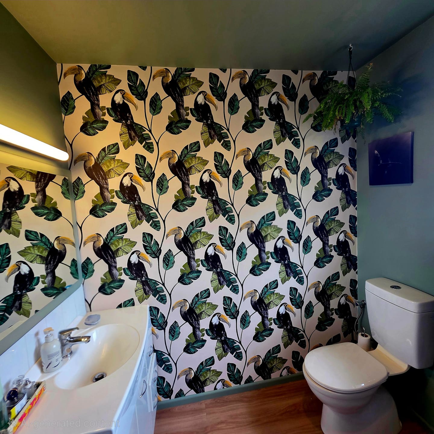 Customer photo review of Toucan Tiki Wallpaper - Neutral - Discontinuing