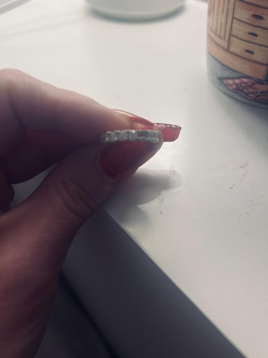 Customer photo review of White Gold 1ct Moissanite Half Eternity Dazzle Ring