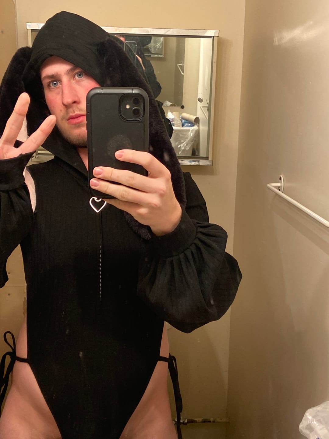 Customer photo review of Chic Bunny Ear Hoodie Bodysuit for sale