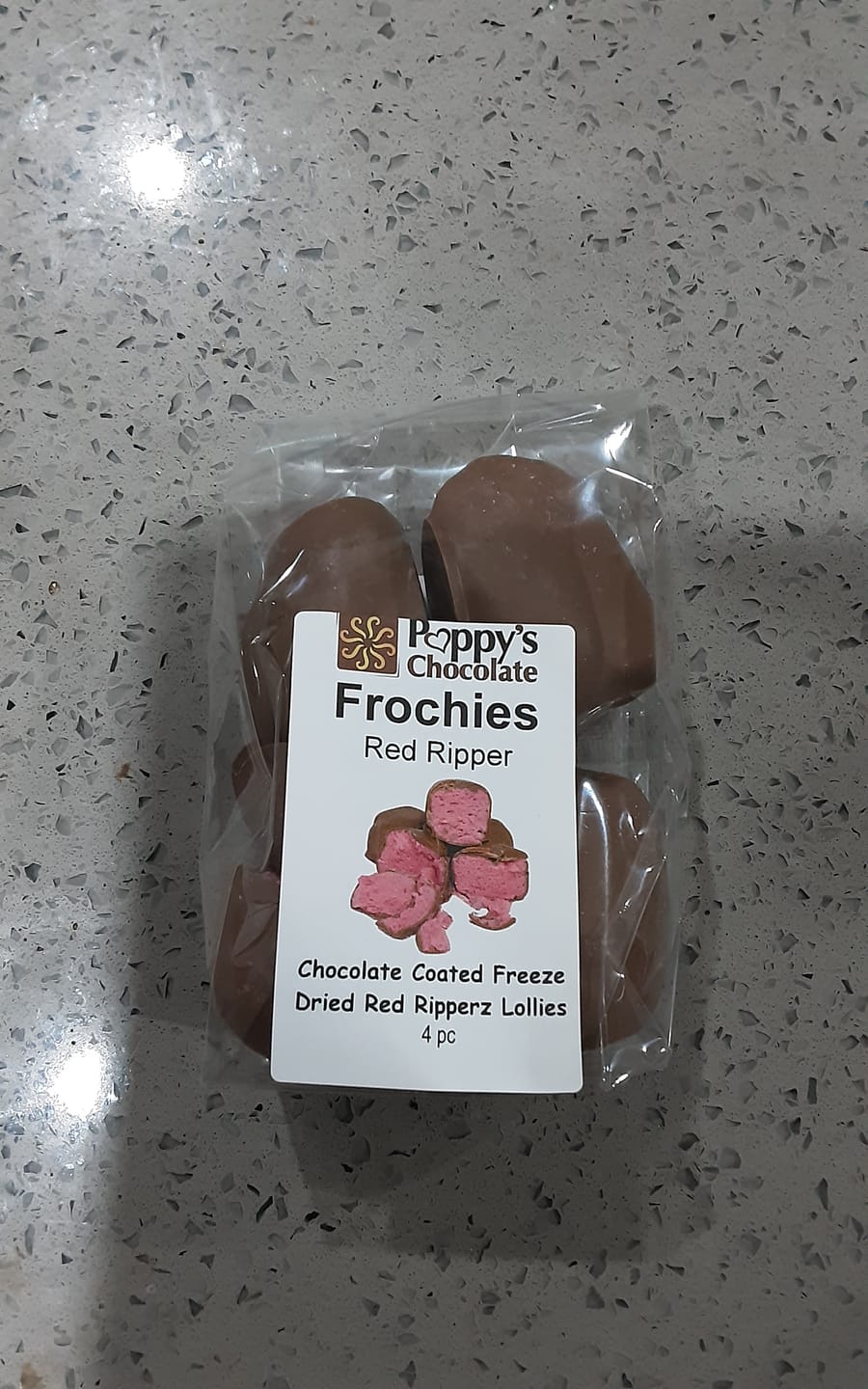 Customer photo review of Frochies Red Ripper chocolate coated freeze dried lollies