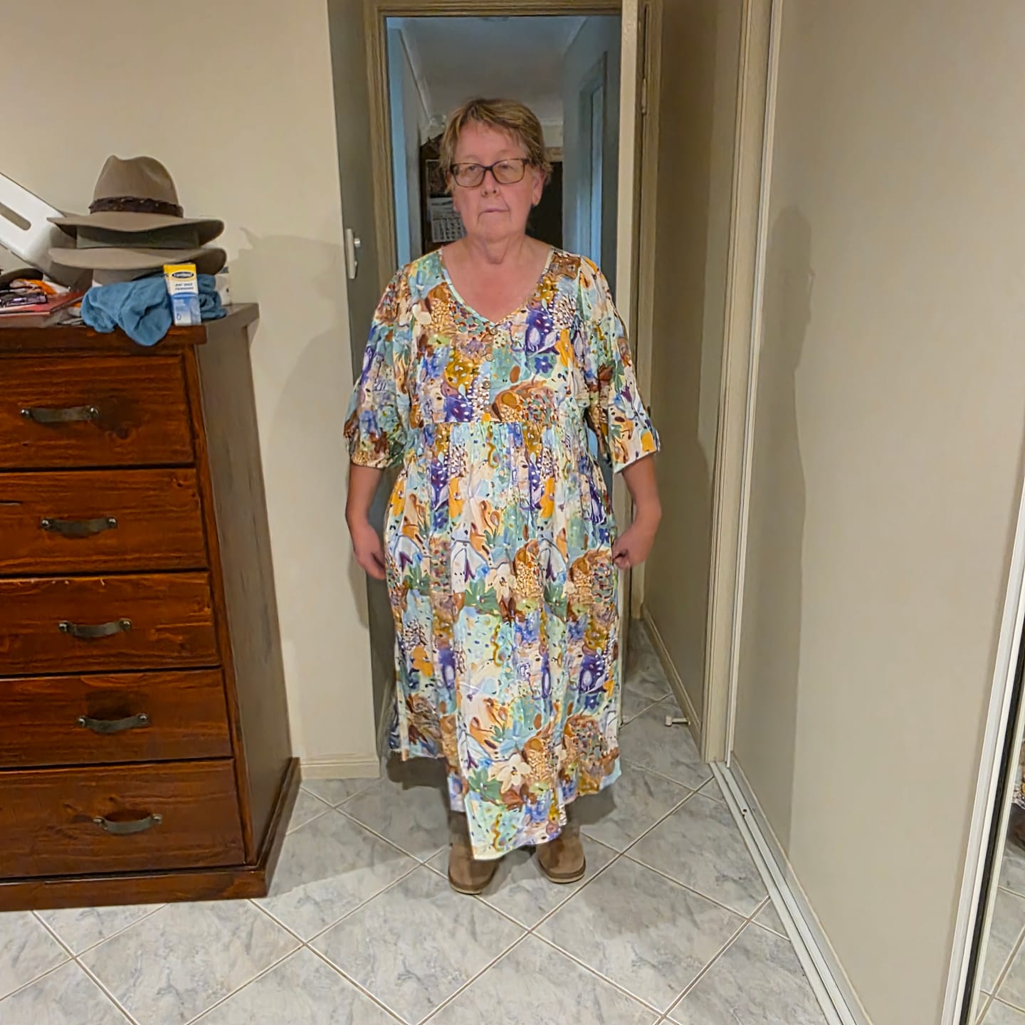 Customer photo review of Zandra Midi Dress in Green Multi